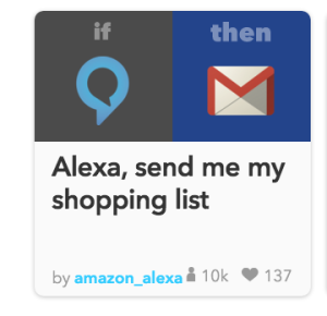 Alexa shopping list "recipe" on IFTTT